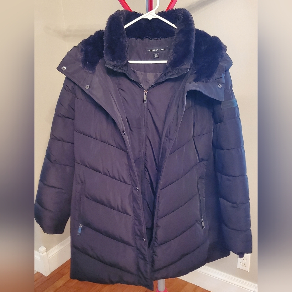 Andrew Marc Black Puffer Coat XXL - Picture 2 of 13
